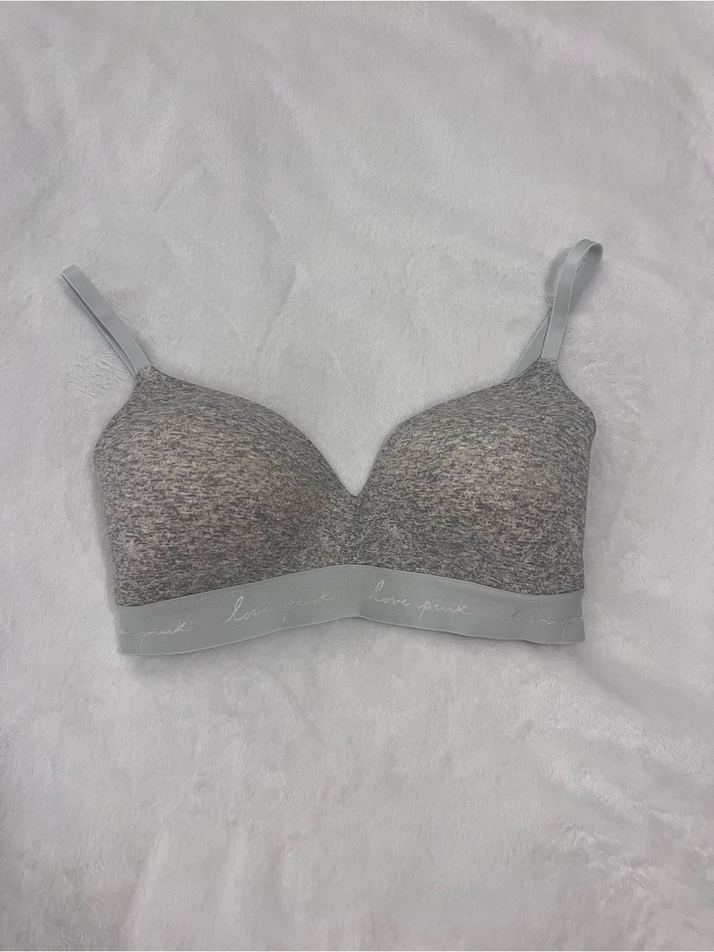 PINK Victoria's Secret Heather Light Gray Wireless Sports Bra